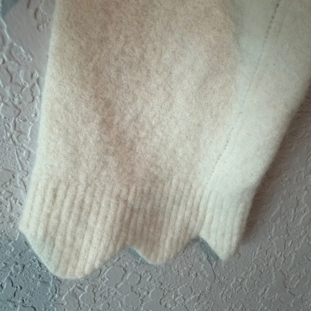3.1 Phillip Lim Scalloped Hem Alpaca Wool Sweater Size M Cream Minimalist - Picture 4 of 6